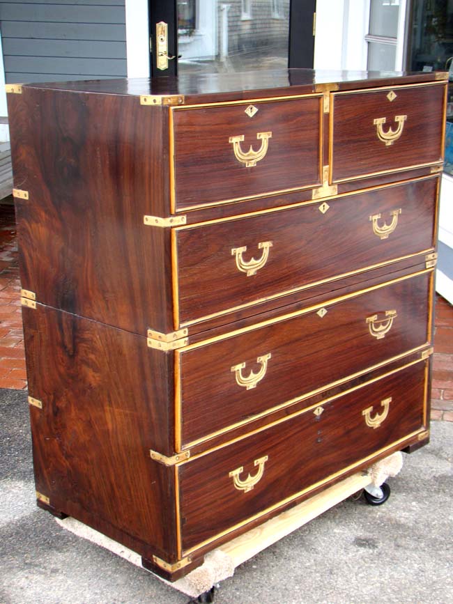 A RARE early 19th c. Rosewood Two-part CAMPAIGN Chest of Drawers circa 1810-1825